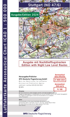 ICAO-Karten Deutschland 2024 mit Nachttiefflugstrecken