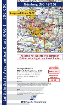 ICAO-Karten Deutschland 2024 mit Nachttiefflugstrecken