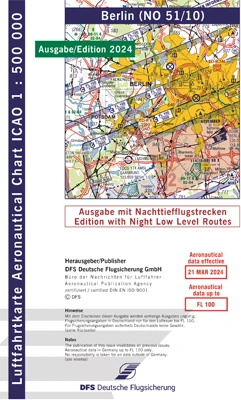 ICAO-Karten Deutschland 2024 mit Nachttiefflugstrecken